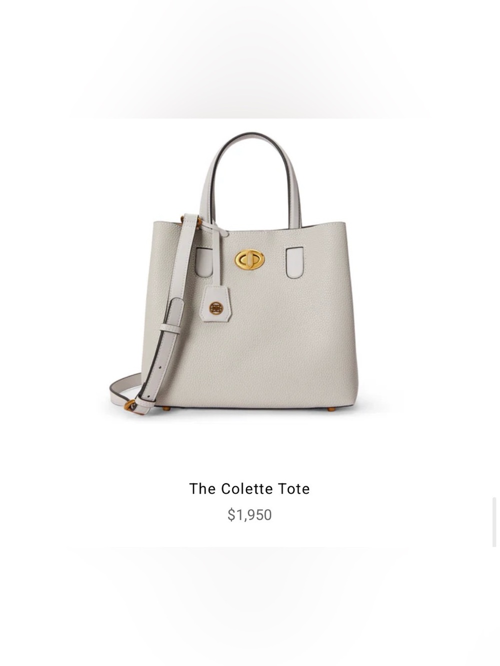 Coach The Colette Tote Crossbody in Cream with Gold Hardware